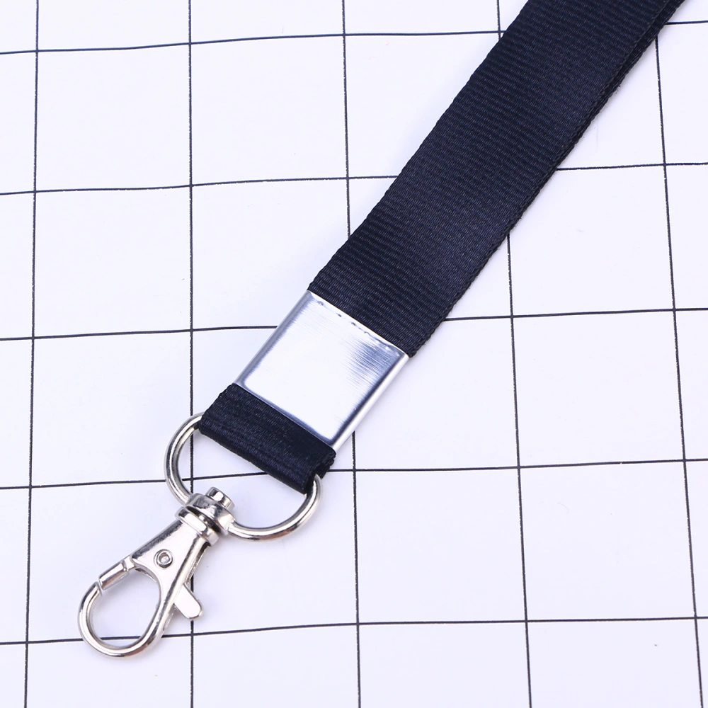 1PCS Neck Strap Lanyard Safety Metal Clip ID Badge Lanyard for Business Id Key (Black)