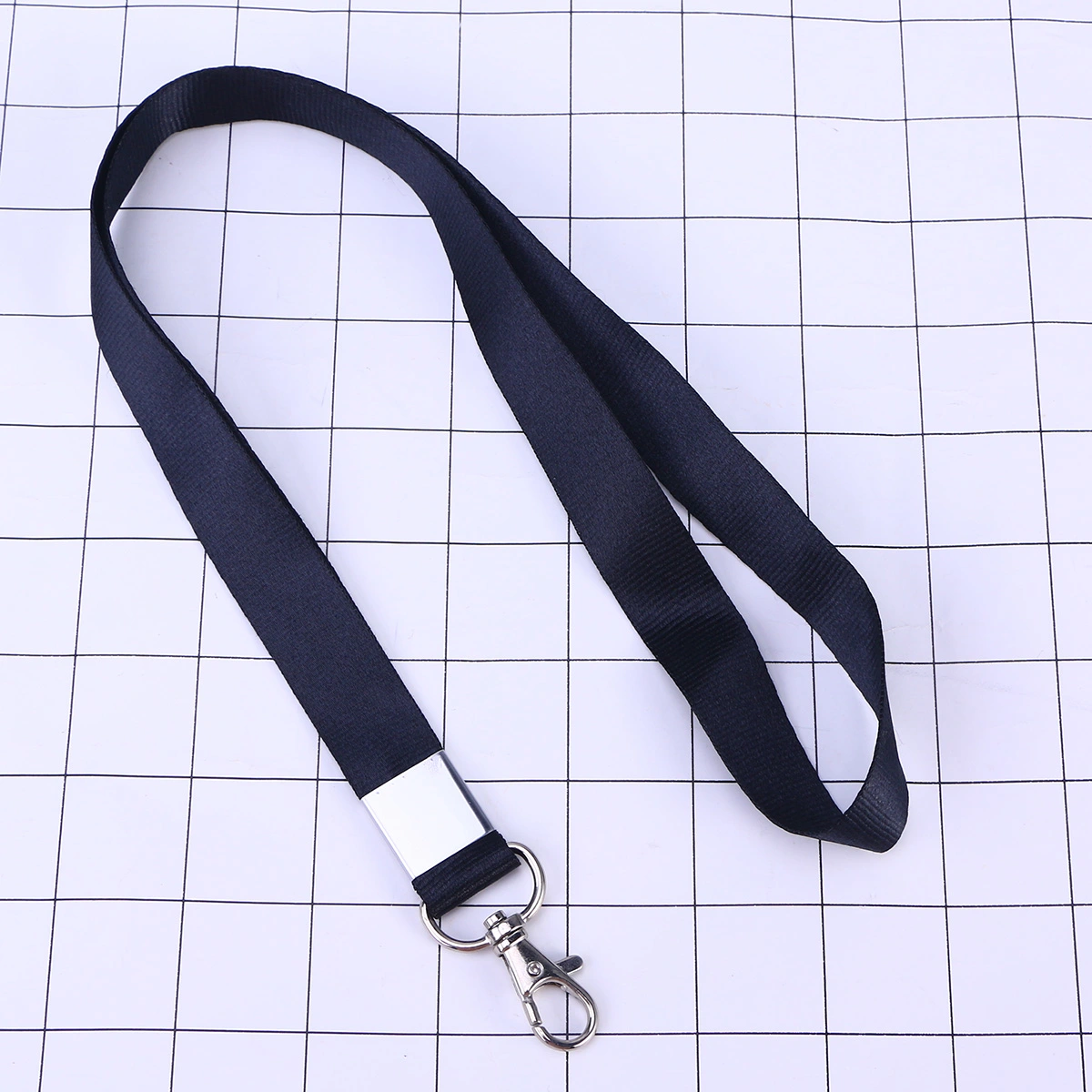 1PCS Neck Strap Lanyard Safety Metal Clip ID Badge Lanyard for Business Id Key (Black)