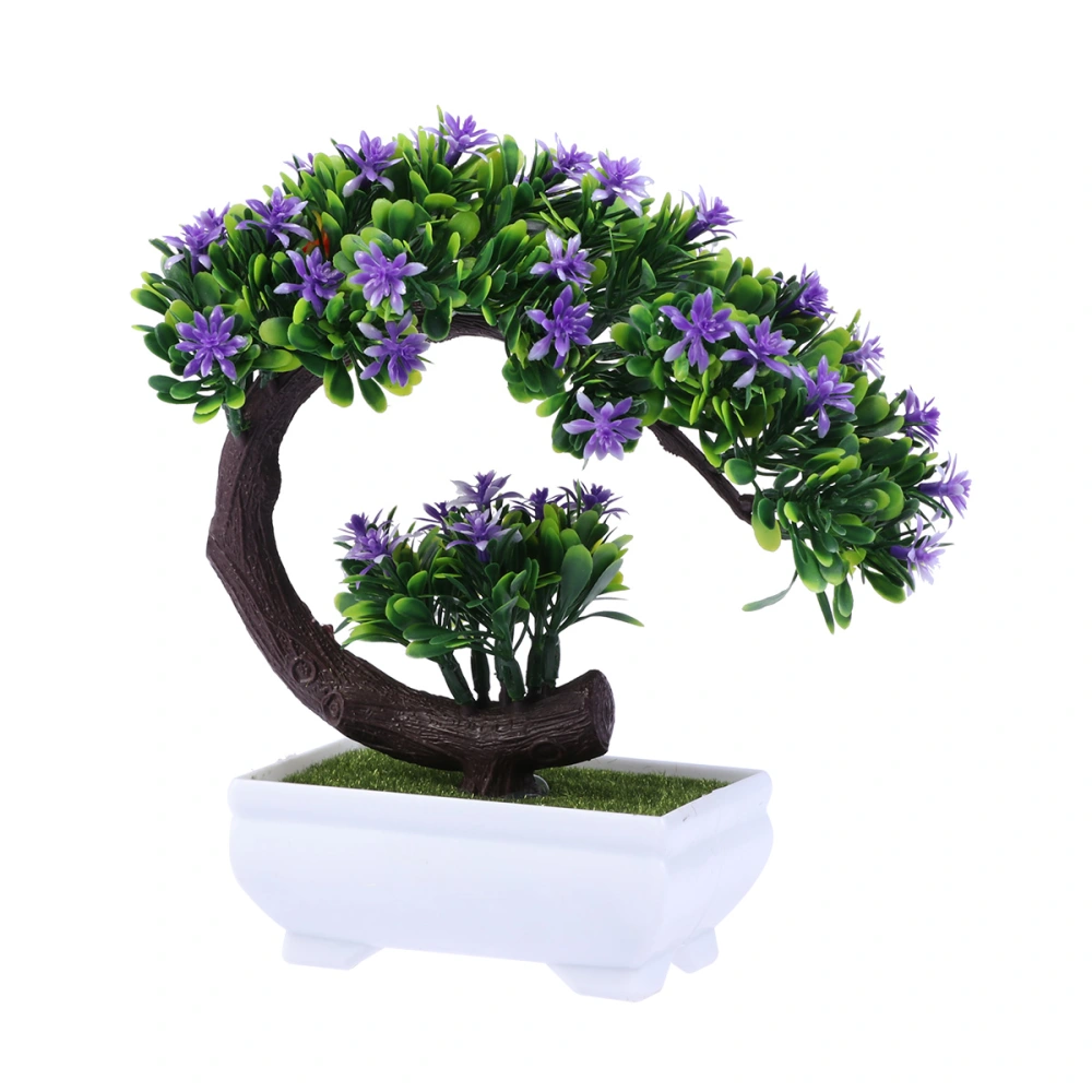 Simulation Flower Pot Plastic Imitation Plant Pot Modern Bonsai Home Table Window Decoration Supplies(Purple)