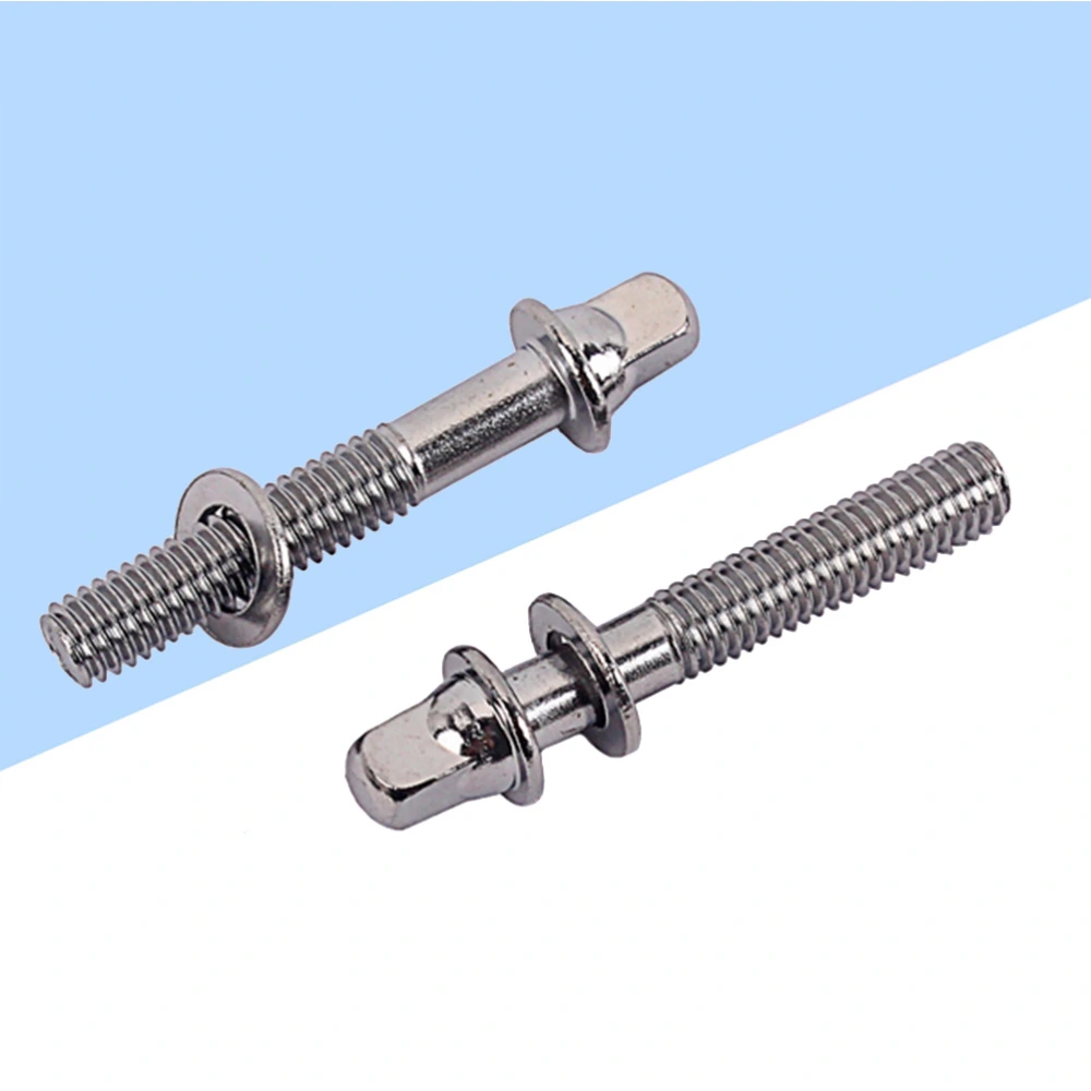 2PCS 44.5mm Drum Mounting Screws Stainless Steel Durable Fastener Tension Screws with Washers for Drum Lugs (Silver)