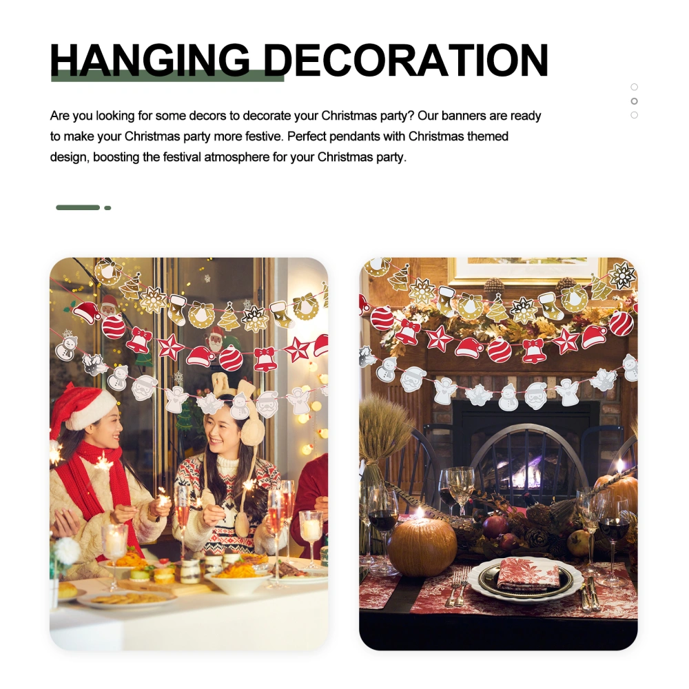 3pcs Christmas Banner Pendants Festival Party Hanging Decors Xmas Decors