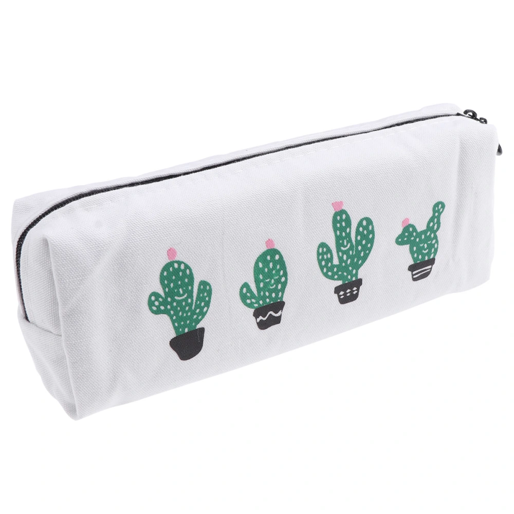 Cactus Canvas Pencil Case Kawaii Stationery Pencil Box Pen Bags School Supplies(Octagonal Version,Four Cactus)