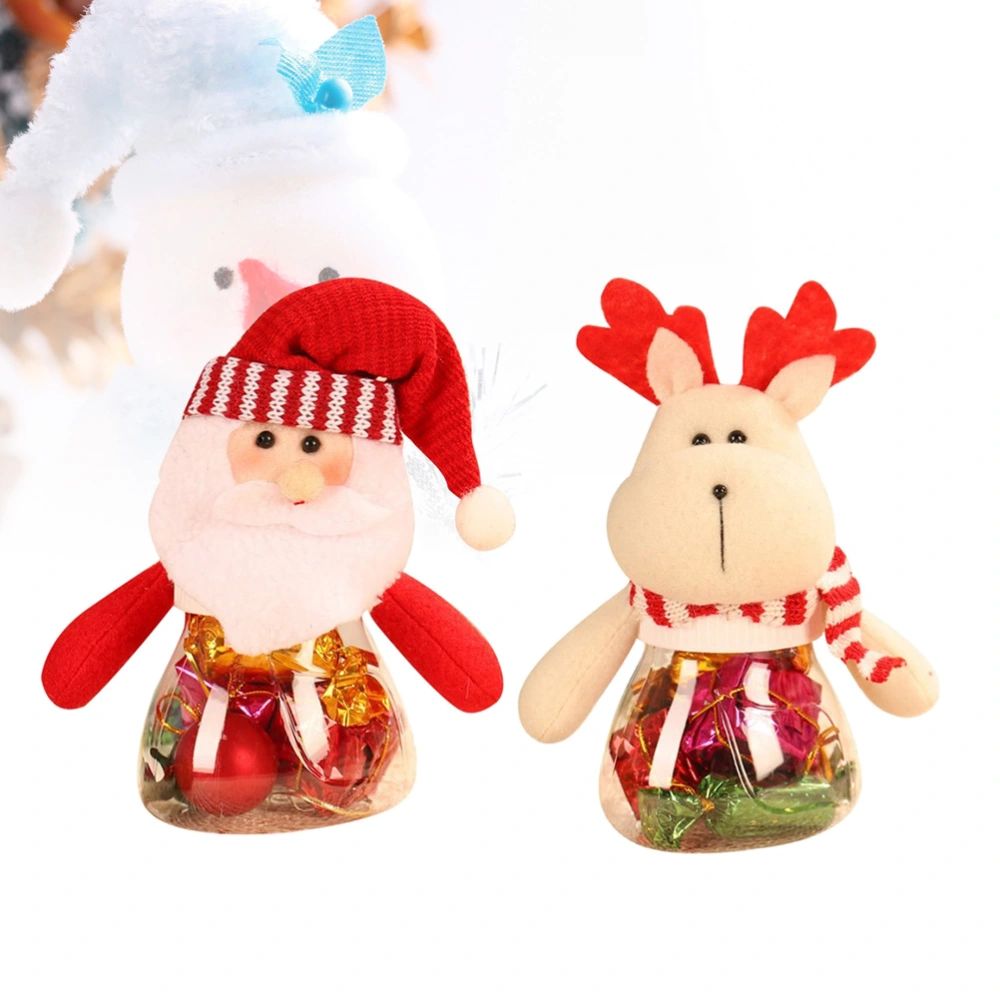 2PCS Christmas Cartoon Doll Candy Jar Candy Container Transparent Empty Box Party Decoration (Santa Elk)