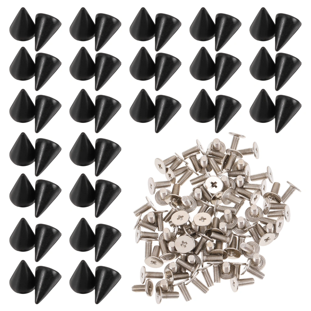 100 Sets Rivet Studs Metal Cone Rivets DIY Screwback Studs Bullet Spikes