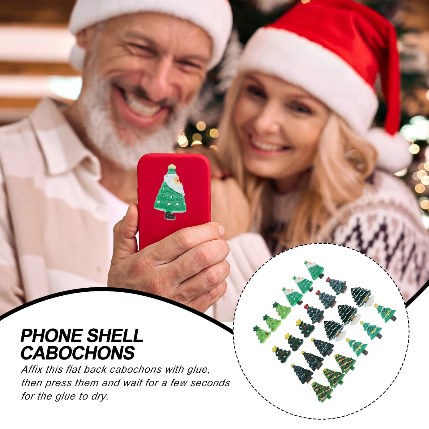 24pcs Phone Case Cabochons Christmas Flat Back Charms Christmas Tree Cabochons