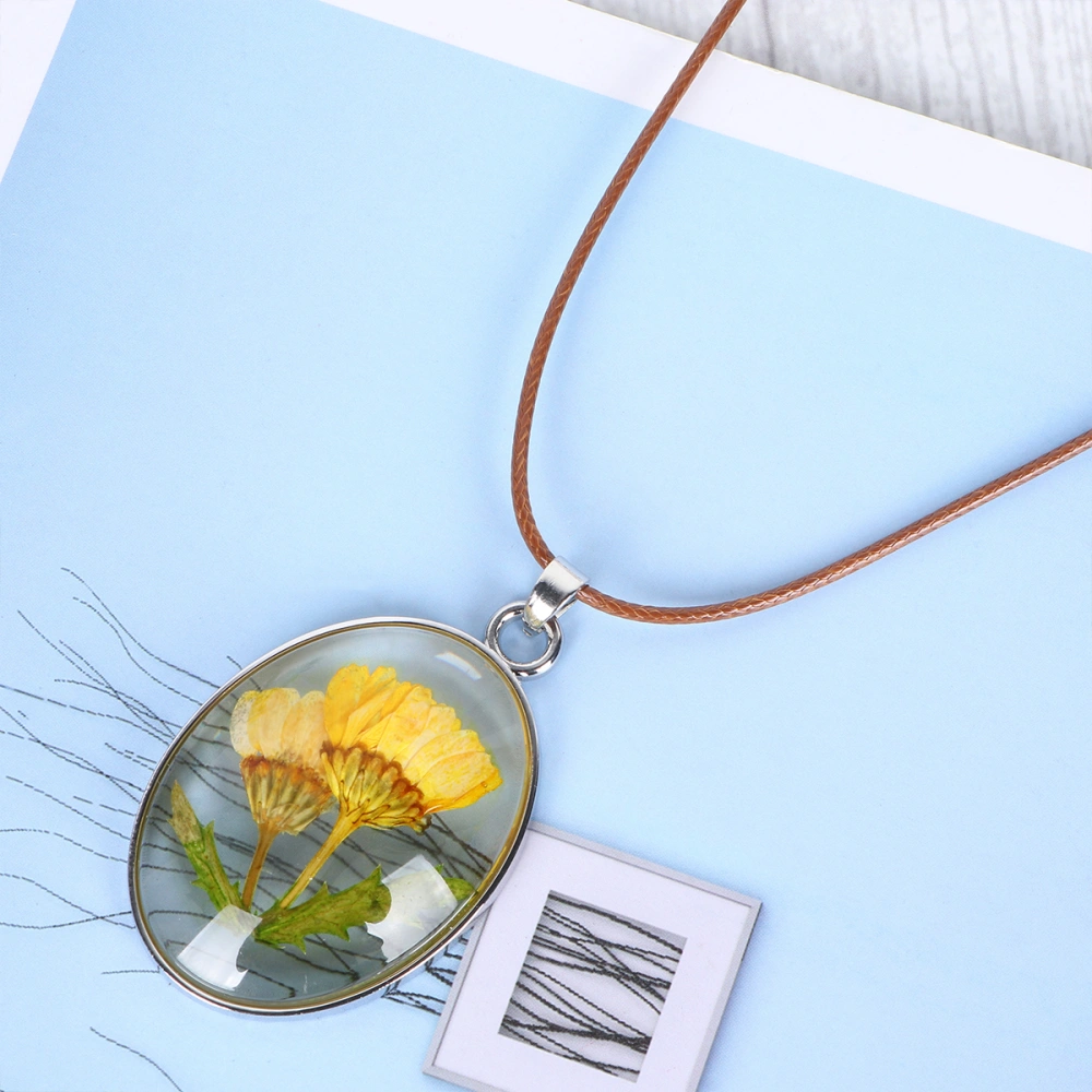 1pc Nature Dried Flower Necklace Handmade Pressed Flower Necklace for Girls Women Ladies （As Shown）