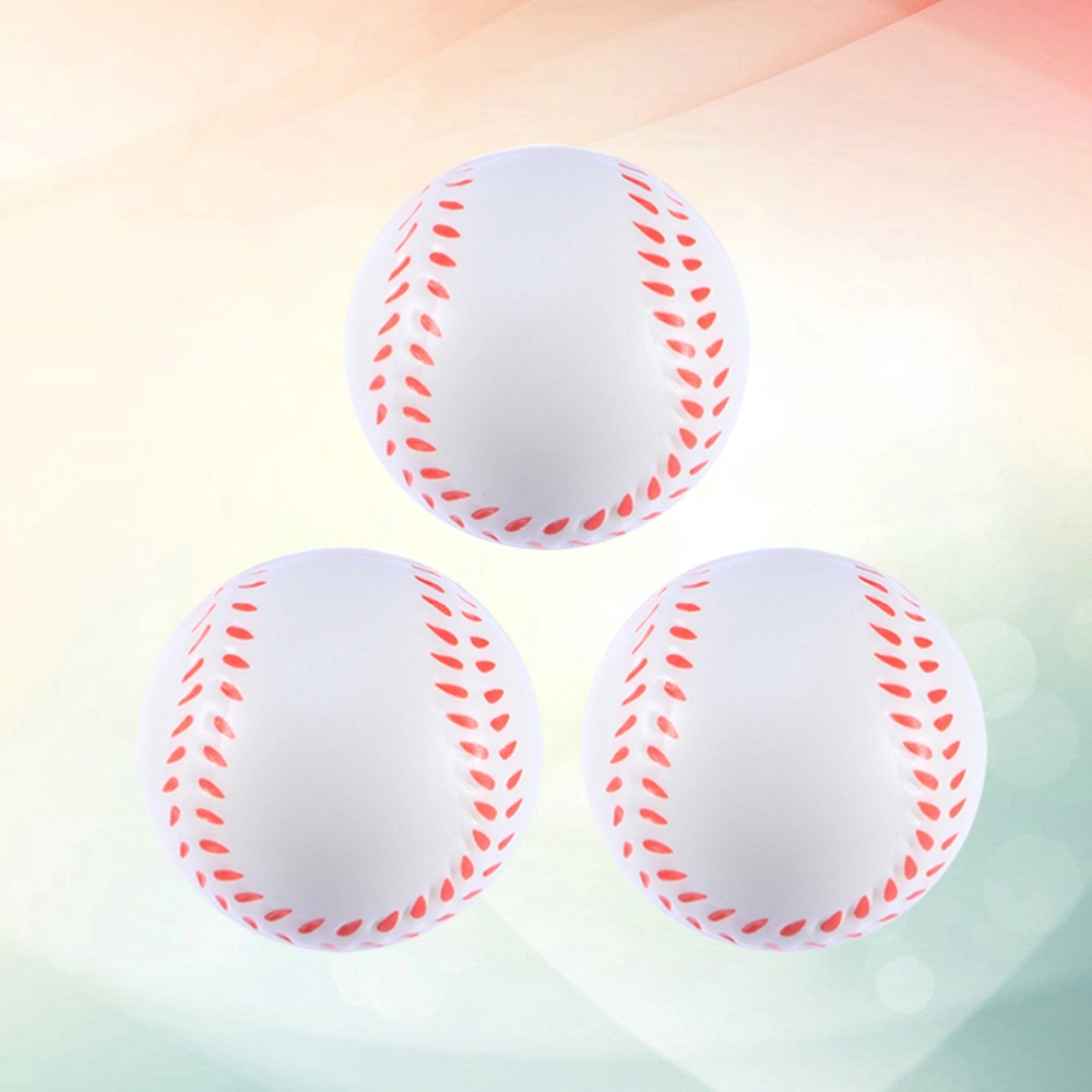 3pcs Mini Sports Balls Squeeze Baseballs Stress Balls Favor Toys for Kids Party Stress Relief Relaxation(White)