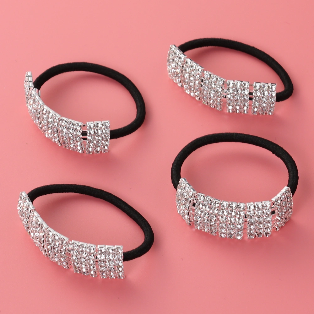 4 Pcs Artificial Crystal Hair Band Hair Ties Rhinestone Ponytail Holders Elastic Band Chic Accessories Pony Tail Elastics Holder Ribbon Bands for Girl Hair Decorations