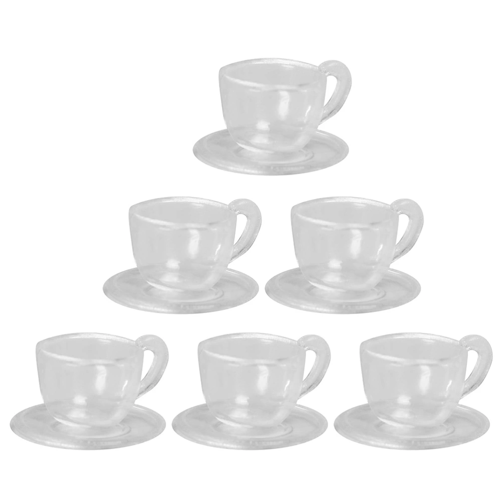 6 sets of Doll House Mini Tea Tray Teacup Adornments Miniature Tea Ware Decoration