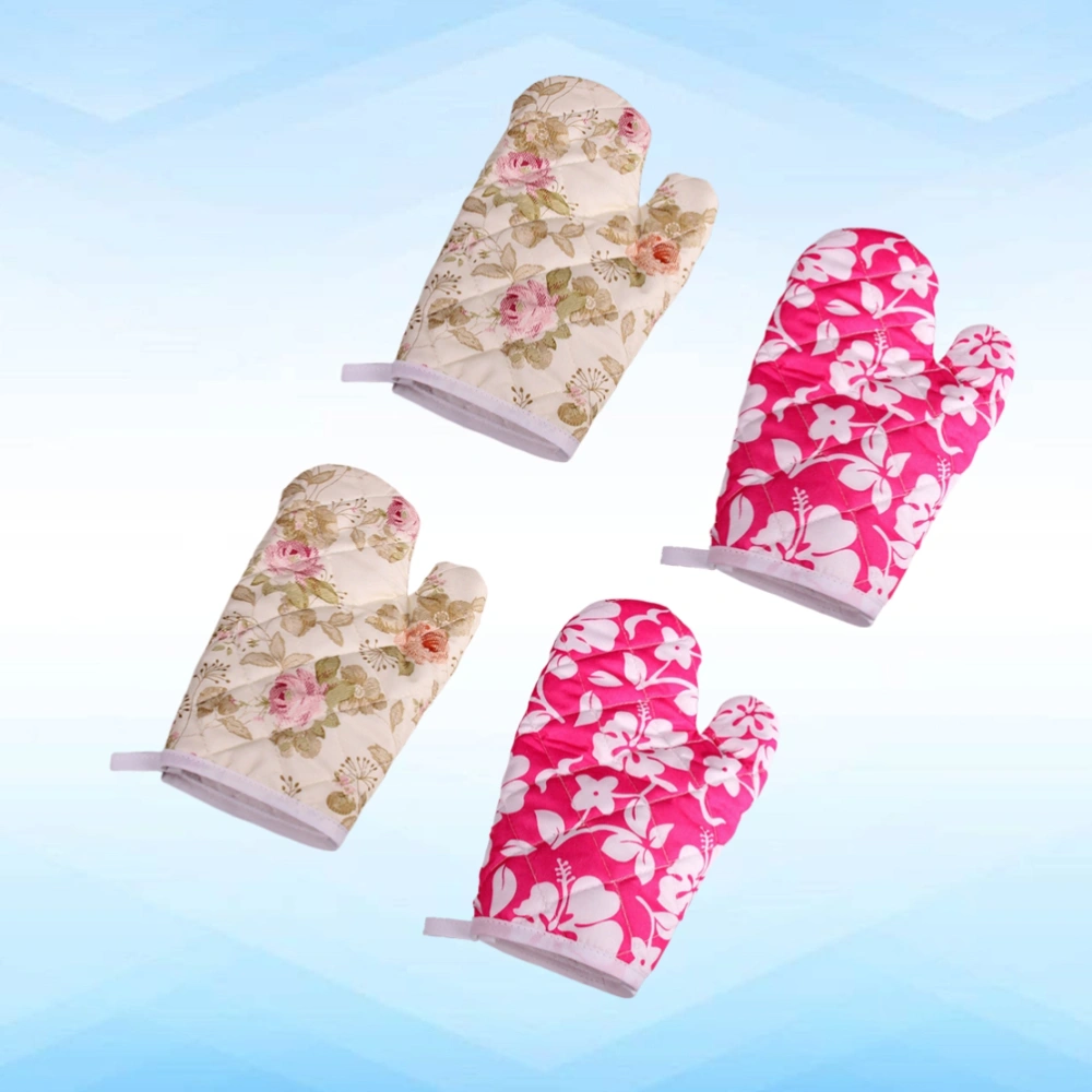 4 Pcs Microwave Oven Gloves Thickened Heat Insulation Oven Gloves Non-slip Home Kitchen Baking Mitts