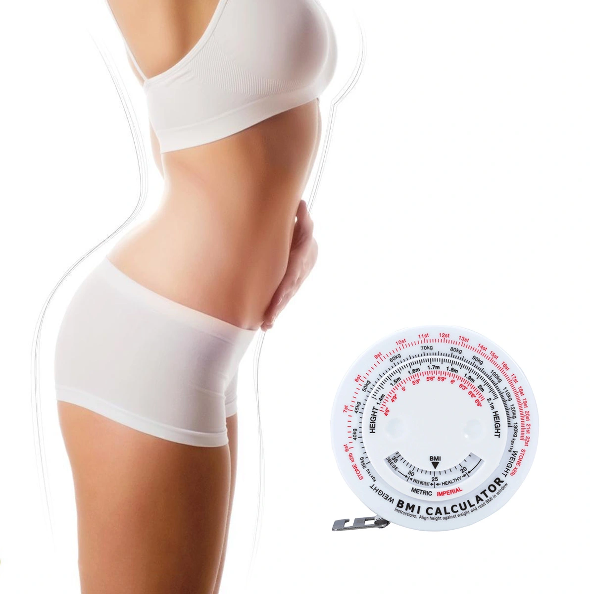 BMI Body Mass Index Tape Measure Calculator Sewing Tailor Body Scale Fitness Caliper Measuring Body Retractable Tape Fat Tape Measure