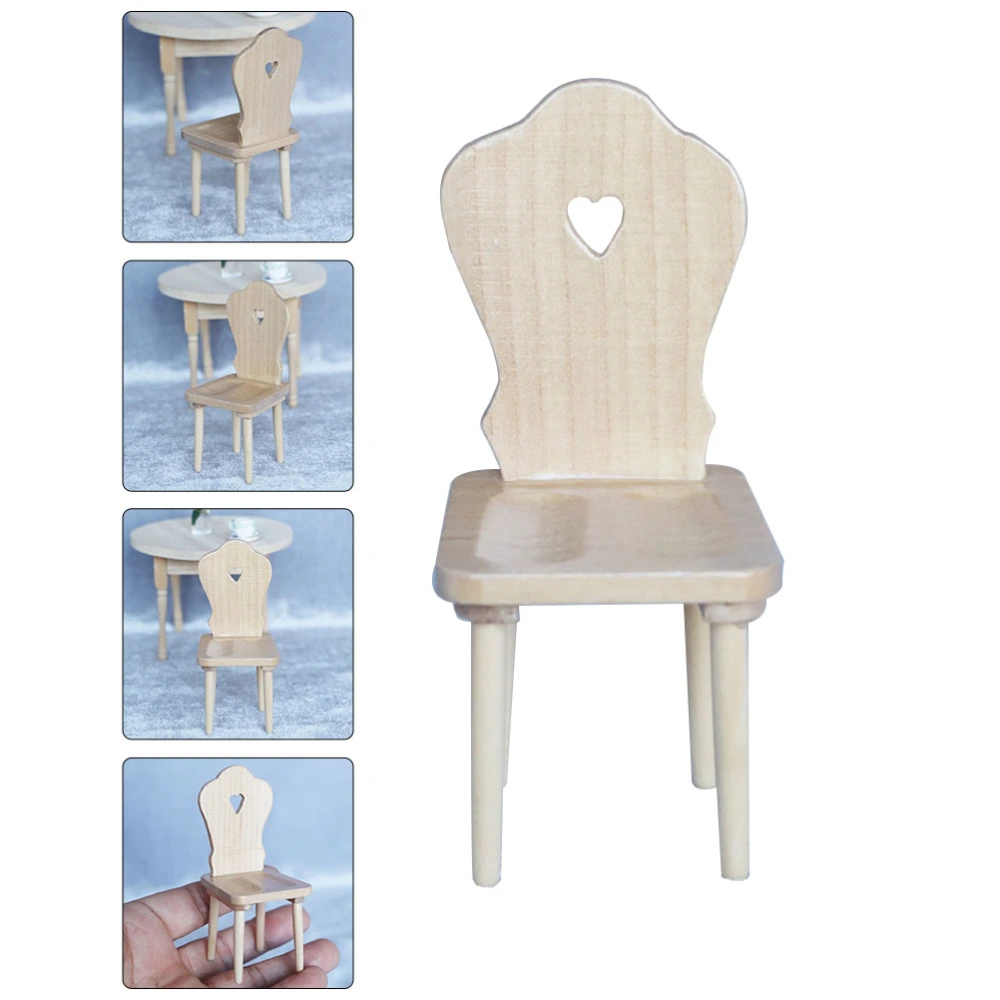 1pc Mini House Chair Ornament Wooden Mini Chair Decoration Mini Furniture