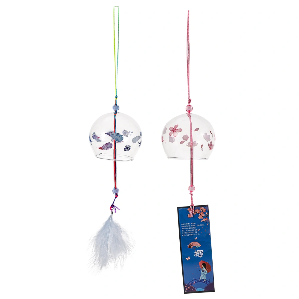 2 Pcs Japanese Style Lovely Wind Chime Interior Wind-bell Hanging Ornament