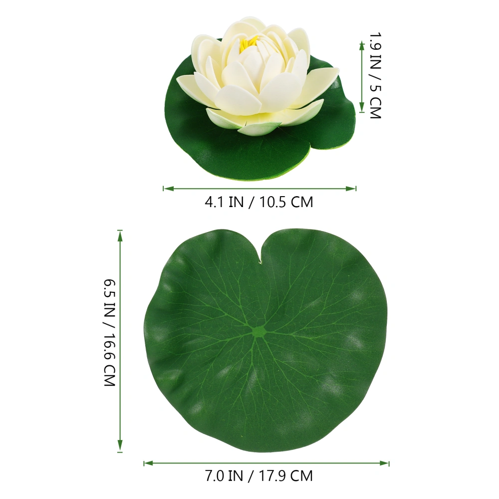 12pcs Floating Lotus Flowers Artificial Lily Pads Pond Landscape Decorations Fake Lotus Garden Decor