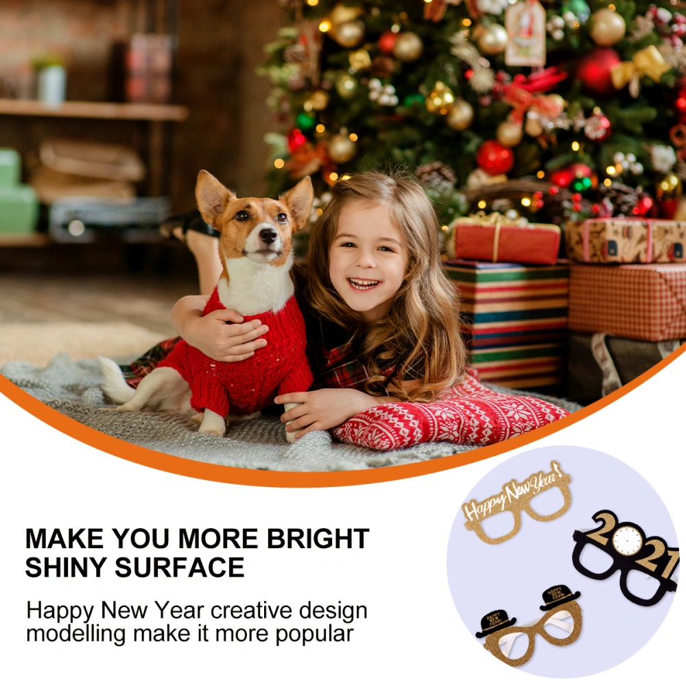 9pcs 2021 New Year Glitters Photo Props Eyeglasses Party Favor Glasses for Kids