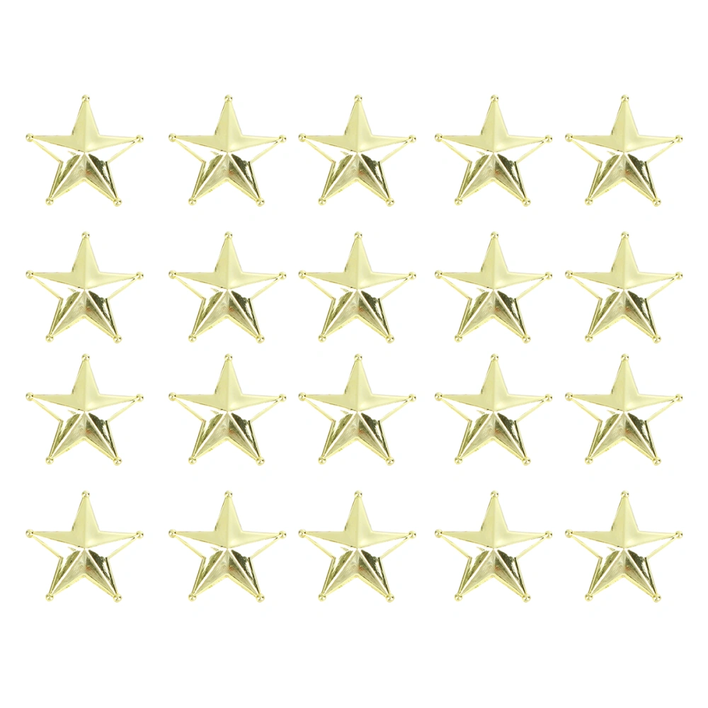 50pcs 3cm Golden Mini Stereoscopic Star Christmas Tree Decorative Pentagram DIY Accessary