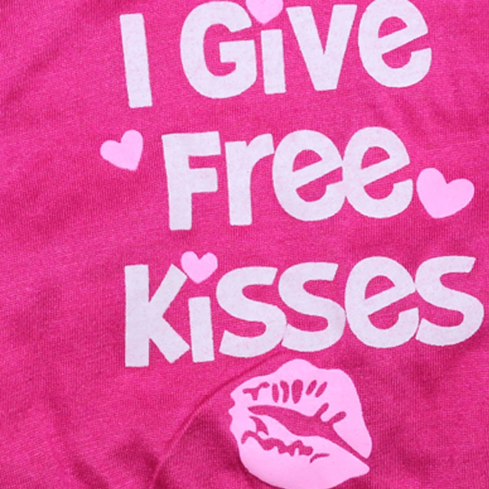 Pet Puppy Shirt Small Dog Pet Clothes I Give Free Kisses Printed Vest T-Shirt Clothing Size S (Rose Red)