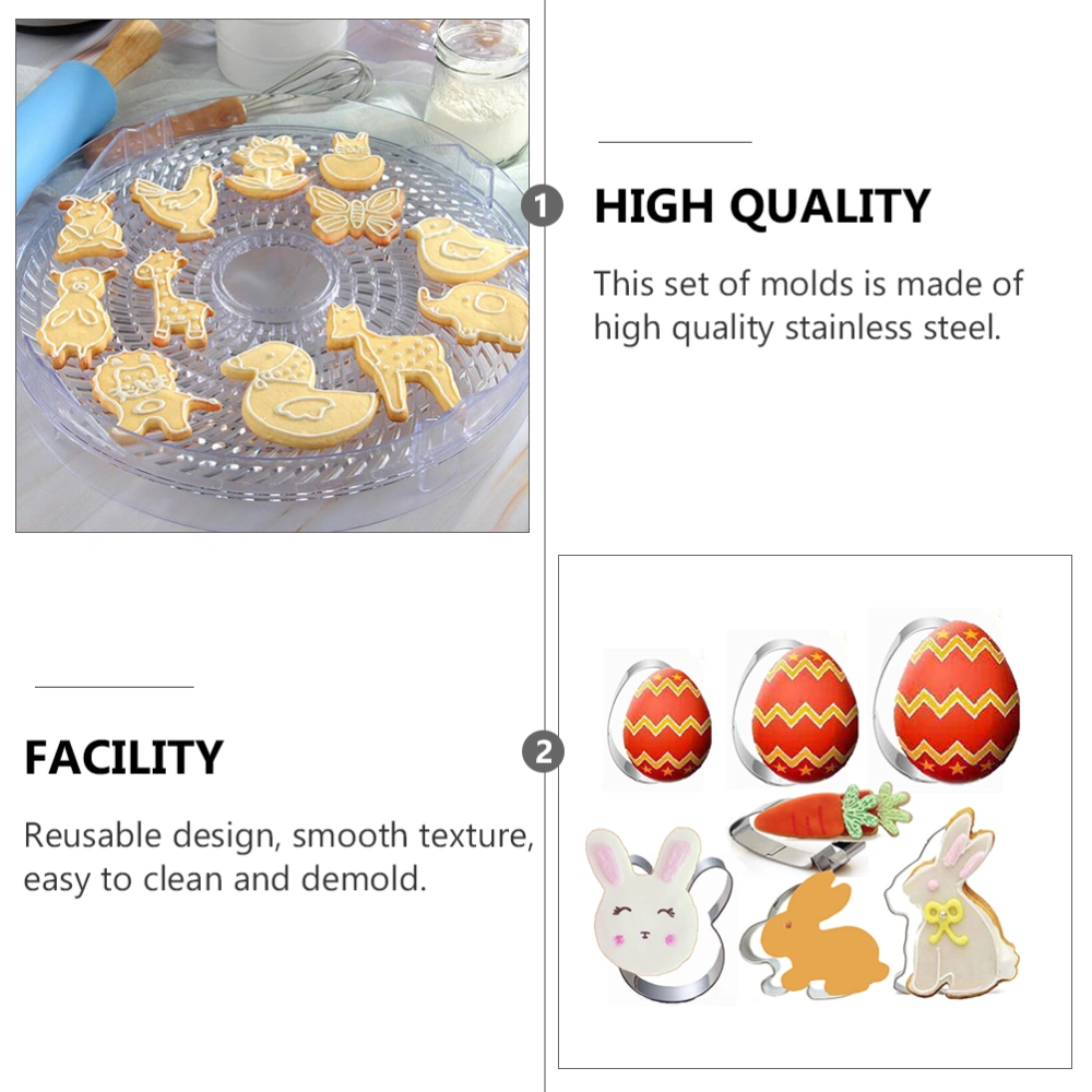 7pcs Stainless Steel Easter Themed Biscuit Moulds Baking Tools Cookie Moulds