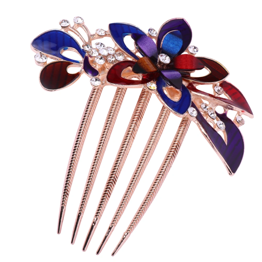 Flower Bride Hair Comb Delicate Headwear Headdress Wedding Dress Accessories Party Hair Ornament for Female Women (Colorful)