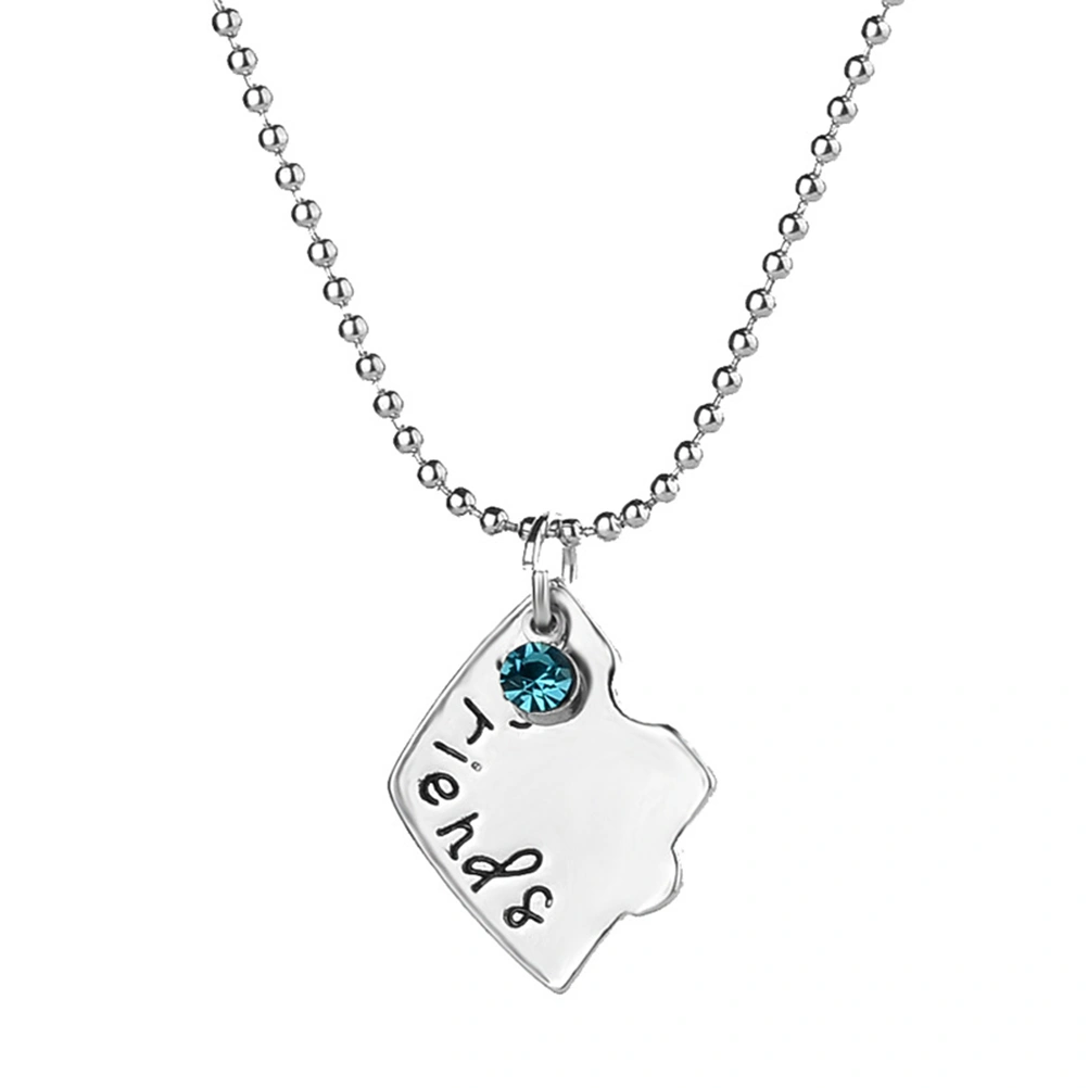 Stitching Broken Heart Shape Necklace Best Forever Friend and Ever Inlaid Red Blue Crystal Pendant Necklace(XL1549)