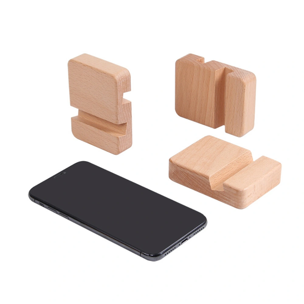 2pcs Lazy People Wooden Mobile Phone Stand Holder Bracket Supporter Universal Desktop Tablet Bracket for Home Office (Single Slot and Double Slot)