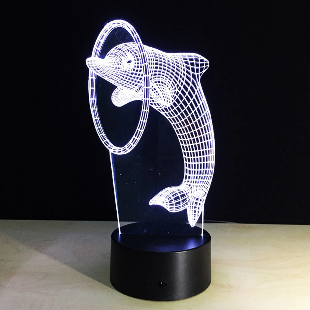 3D Lamp Visual Light Effect Touch Switch Colors Changes Night Light (Jumping Dolphin)