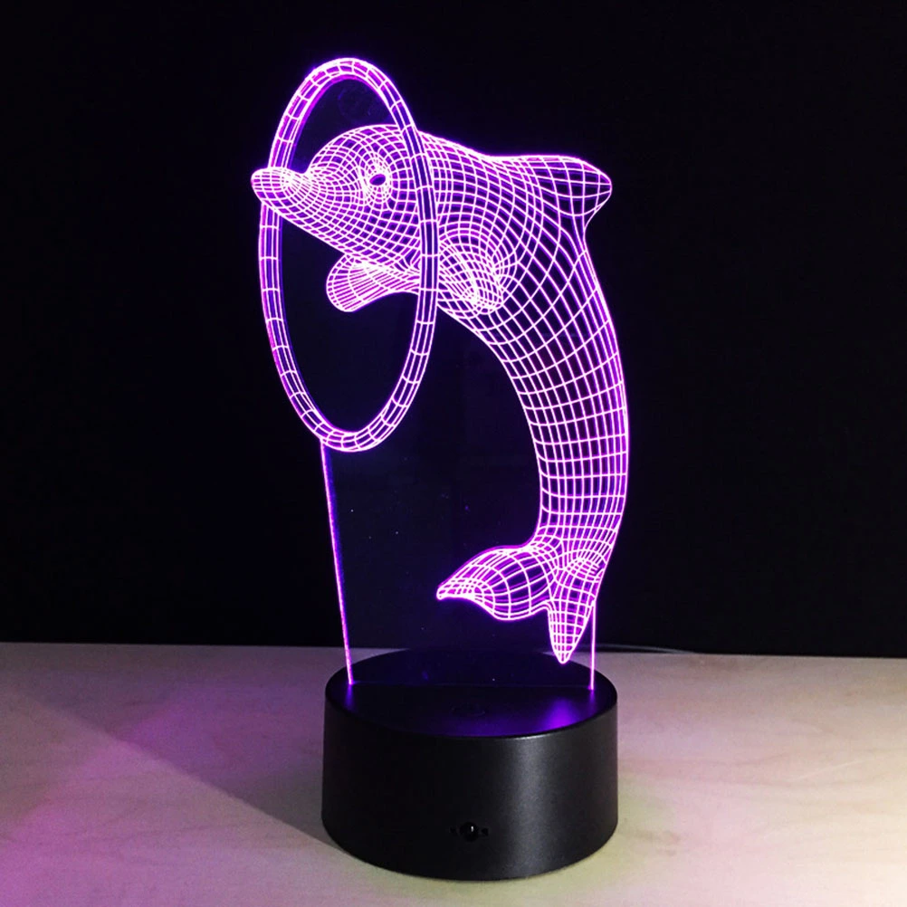 3D Lamp Visual Light Effect Touch Switch Colors Changes Night Light (Jumping Dolphin)