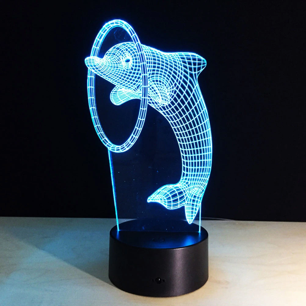 3D Lamp Visual Light Effect Touch Switch Colors Changes Night Light (Jumping Dolphin)