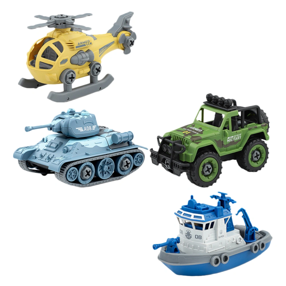 1 Set Kids Creative DIY Assemble Toys Funny Tank Plane Warship SUV Toy