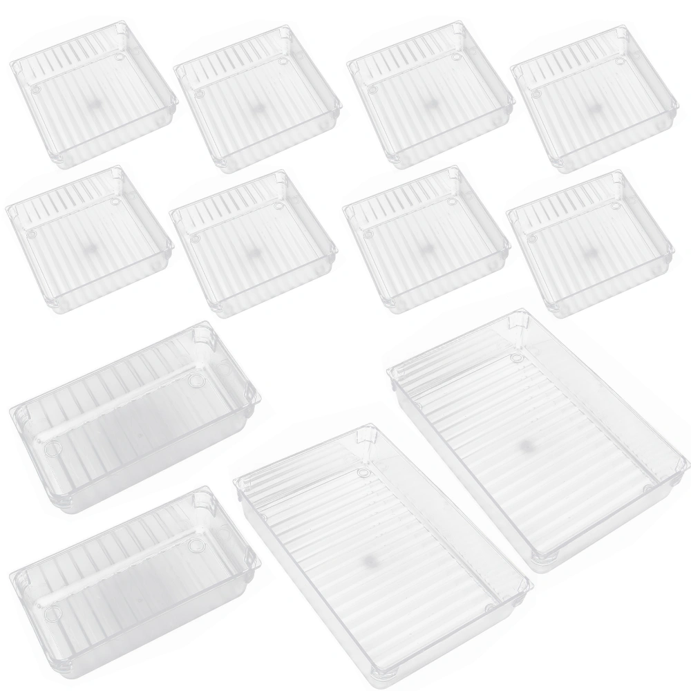 12Pcs Simple Style Storage Boxes Household Transparent Storage Containers