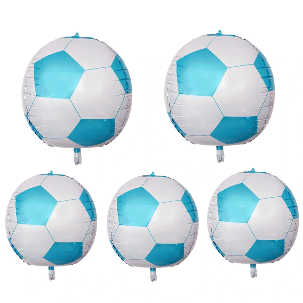 5pcs 24inch 4D Football Aluminum Foil Balloon Mylar Balloons Party Supplies for Birthday Sports Theme Party Decoration (Blue)