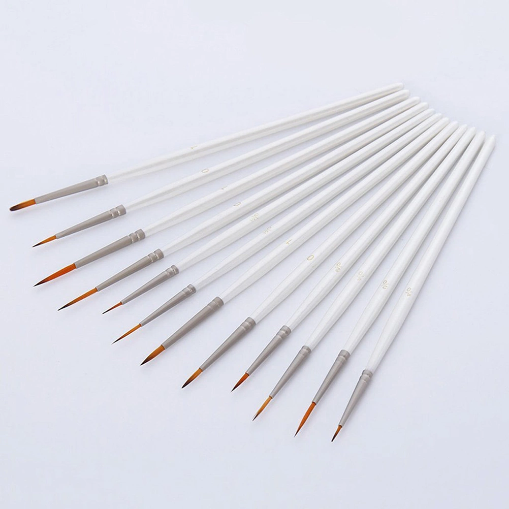 12pcs Miniature Art Brushes for Fine Detailing Art Painting Face Painting Models Nail Art Use with Acrylic Watercolor Oil (White)