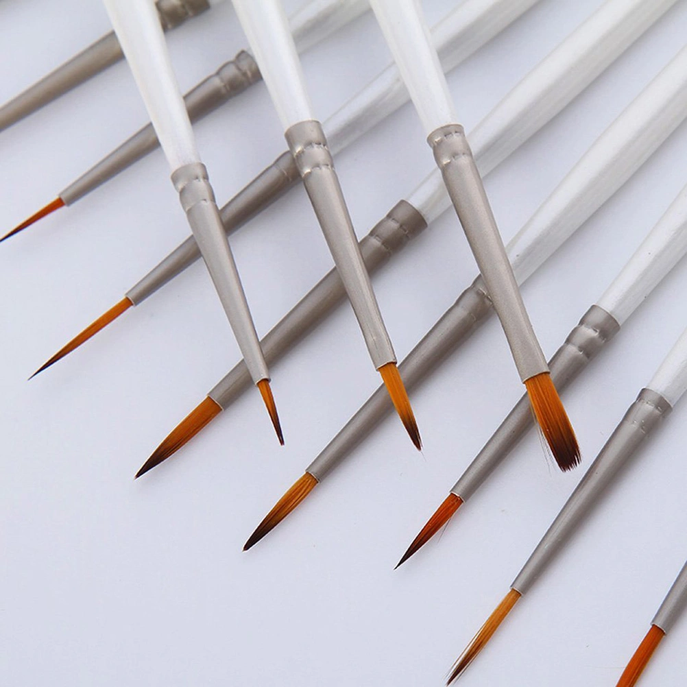 12pcs Miniature Art Brushes for Fine Detailing Art Painting Face Painting Models Nail Art Use with Acrylic Watercolor Oil (White)
