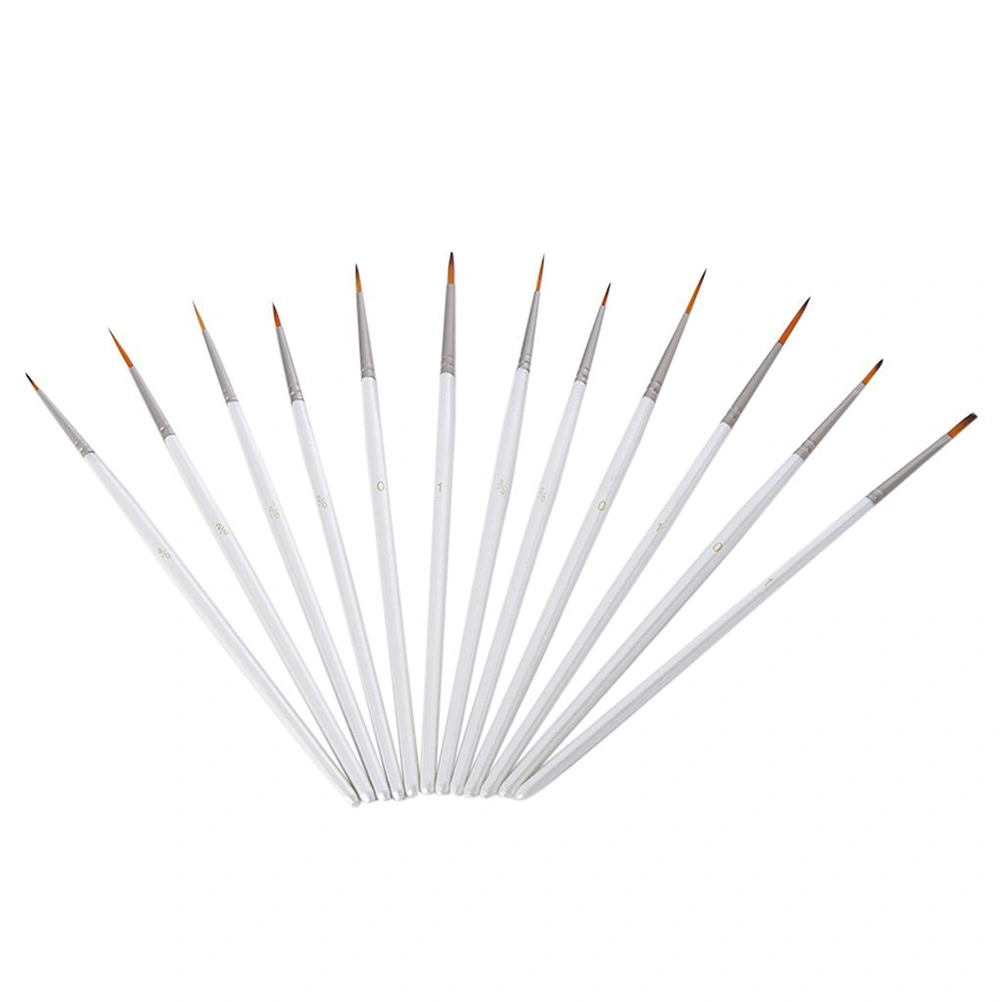 12pcs Miniature Art Brushes for Fine Detailing Art Painting Face Painting Models Nail Art Use with Acrylic Watercolor Oil (White)