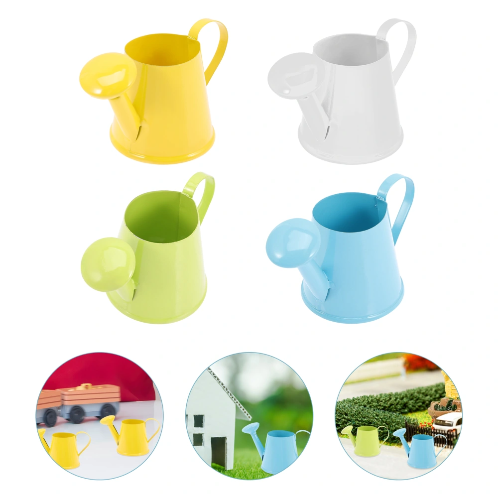 8Pcs Miniature Watering Can Ornament Fairy Garden Micro Iron Kettle Watering Pot