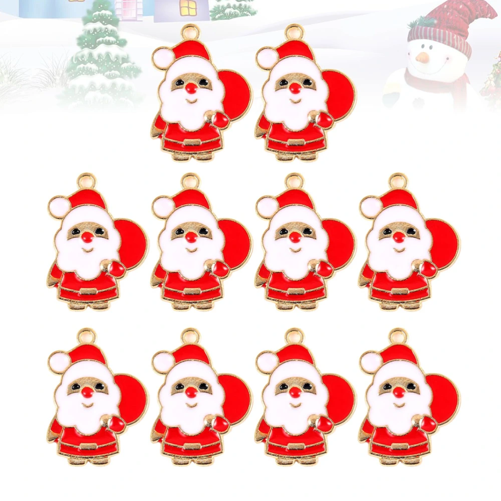 10pcs Cartoon Santa Claus Shape Pendants Alloy Charms DIY Jewelry Making Accessories