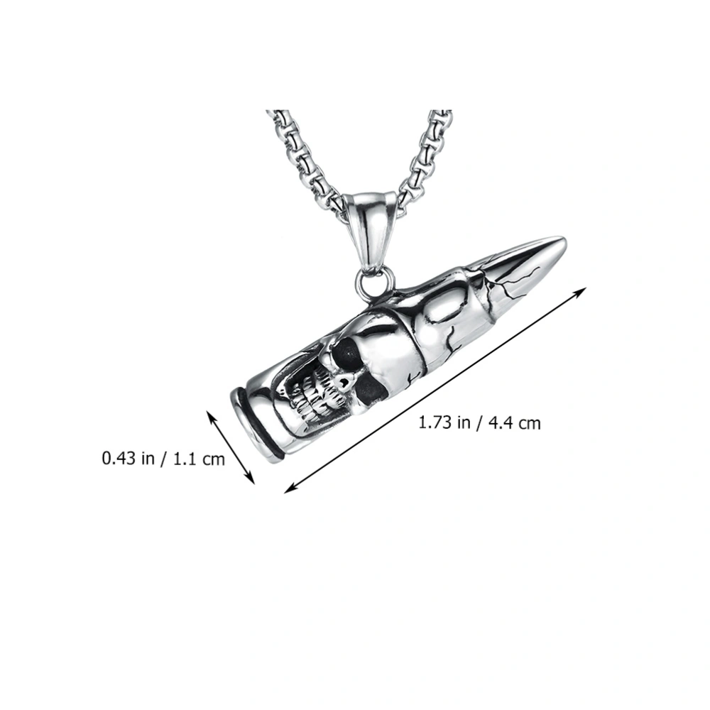 1pc Creative Bullet Head Necklace Man's Skull Pattern Choker Male Neck Jewelry