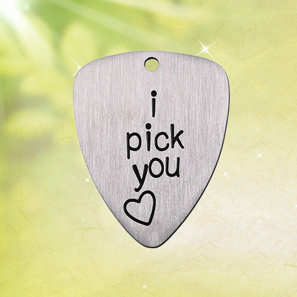 Titanium Steel Carved Guitar Pick I Pick You Letter Carved Ukulele Pick Musical Instrument Accessory
