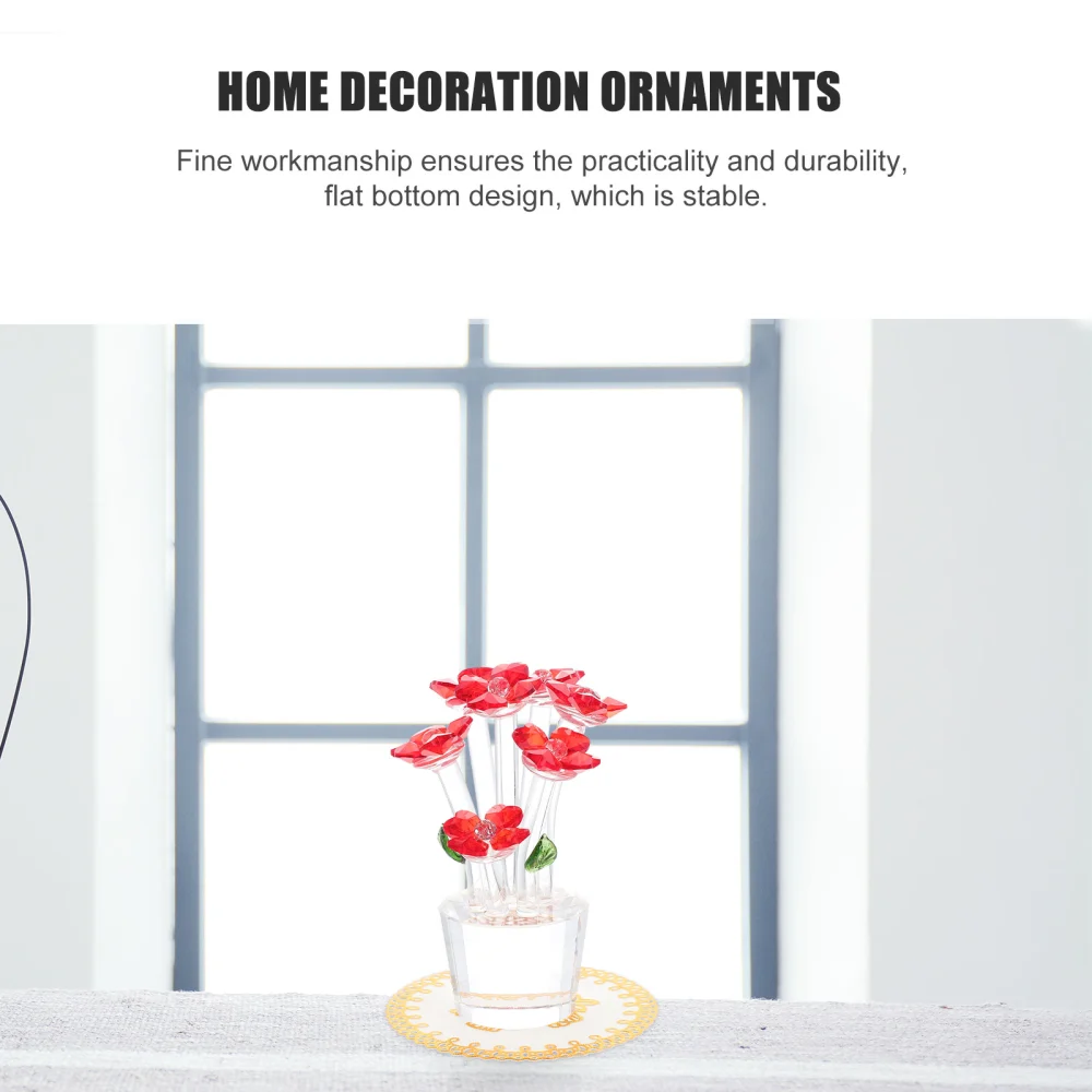 Delicate Crystal Craft Flower Decor Home Desktop Decor Crystal Flower Decor