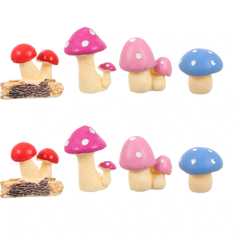 8Pcs Adorable Mini Mushroom Decors Simulated Mushroom Garden Bonsai Decors