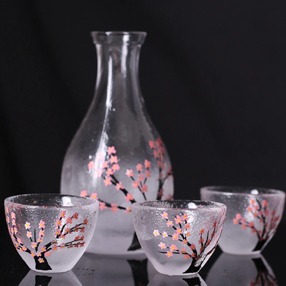 1 Pc Japanese Style Hand-painted Plum blossom Vintage Wine Glass (Assorted Color)