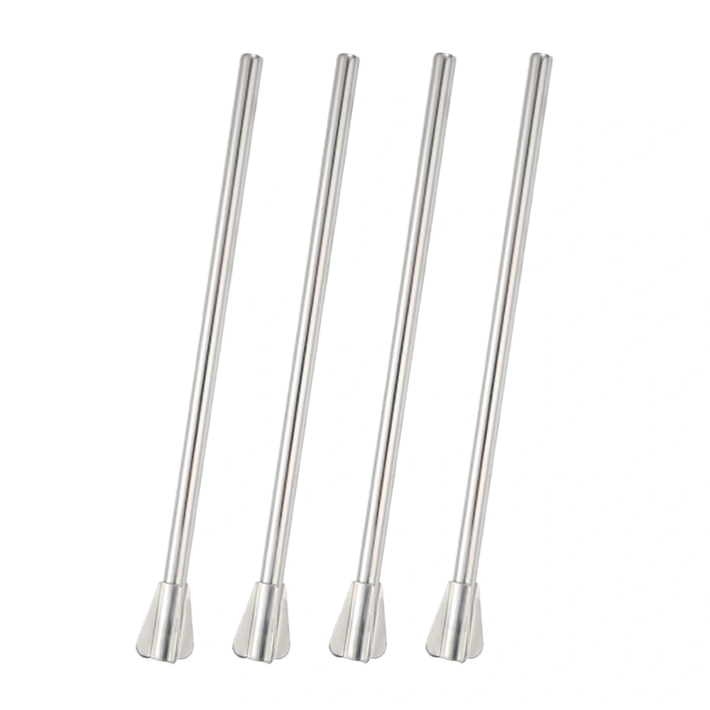 4pcs Stainless Steel Straws Creative Stirrer Reusable Drinking Straw for Frozen Drinks Cocktail (Silver)