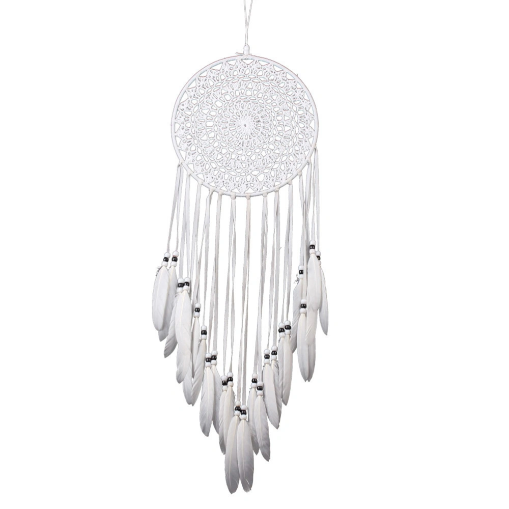 Handmade Dream Catcher with Feathers White Dreamcathcer for Car Wall Hanging Home Decor Ornament