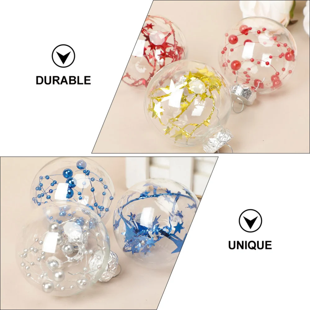 6Pcs Clear Fillable Ornament Balls Christmas DIY Craft Projects Hanging Balls