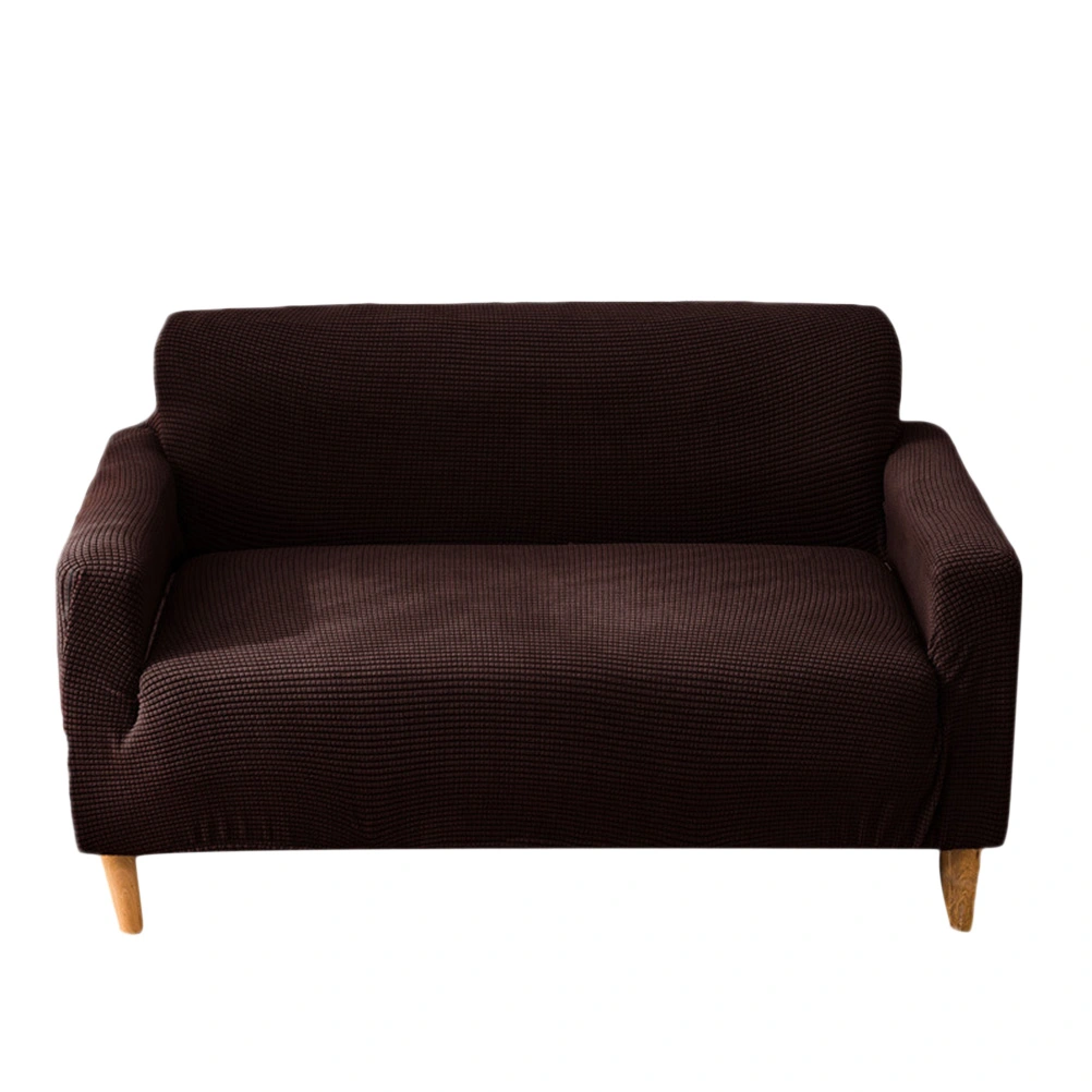 145-185CM Two Seats Thicken Knit Corn Kernels Sofa Cover Stretch Couch Cover Non-slip Elastic Full Coverage Sofa Slipcovers(Coffee)