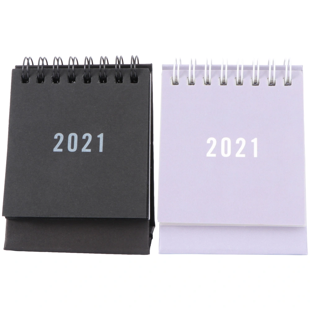 2pcs 2021 Mini Tabletop Calendar Simple Desktop Calendar Schedule Planning Book