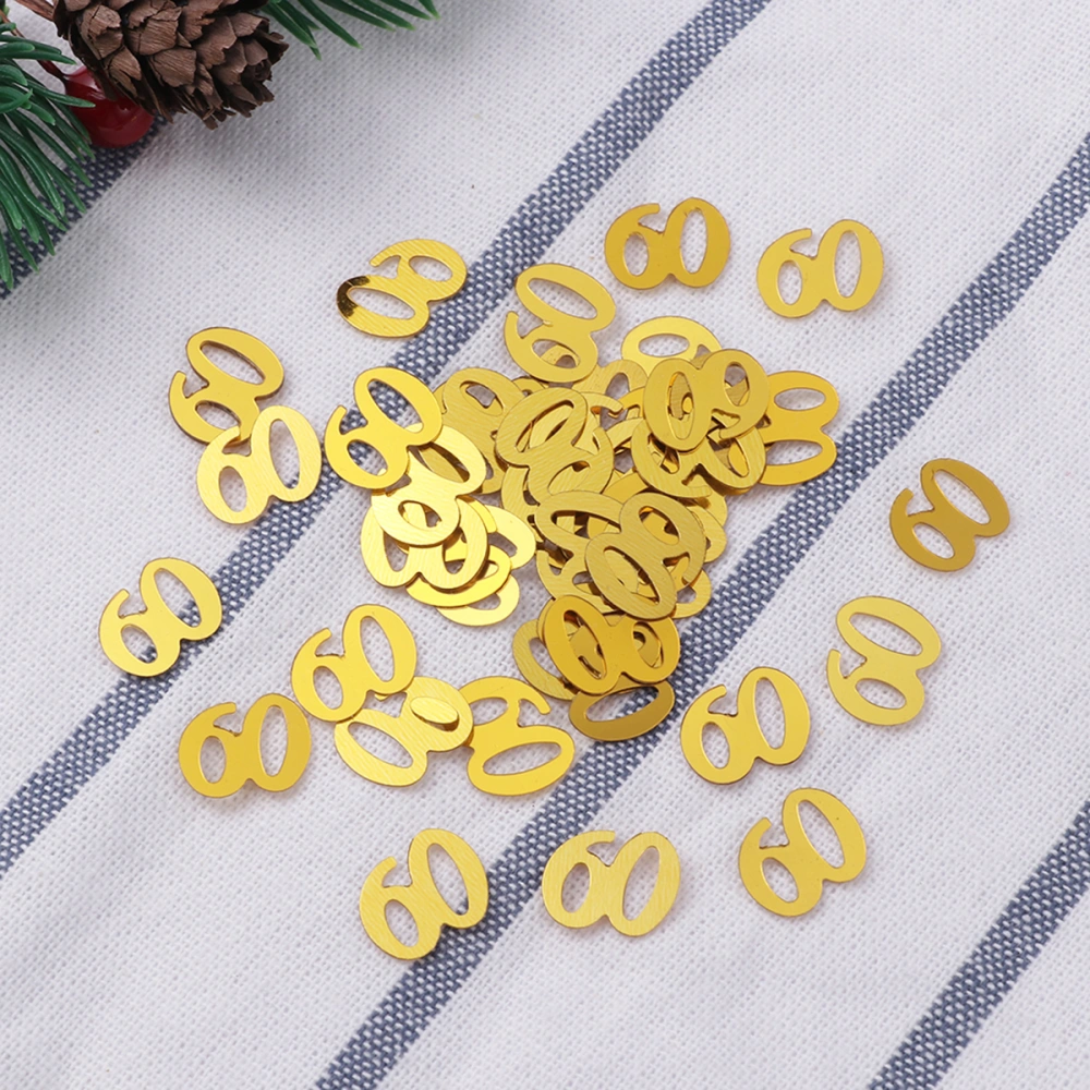 1200pcs Number 60 Sequins Confetti Party Supplies Table Confetti Decoration for Birthday Anniversary (Golden)