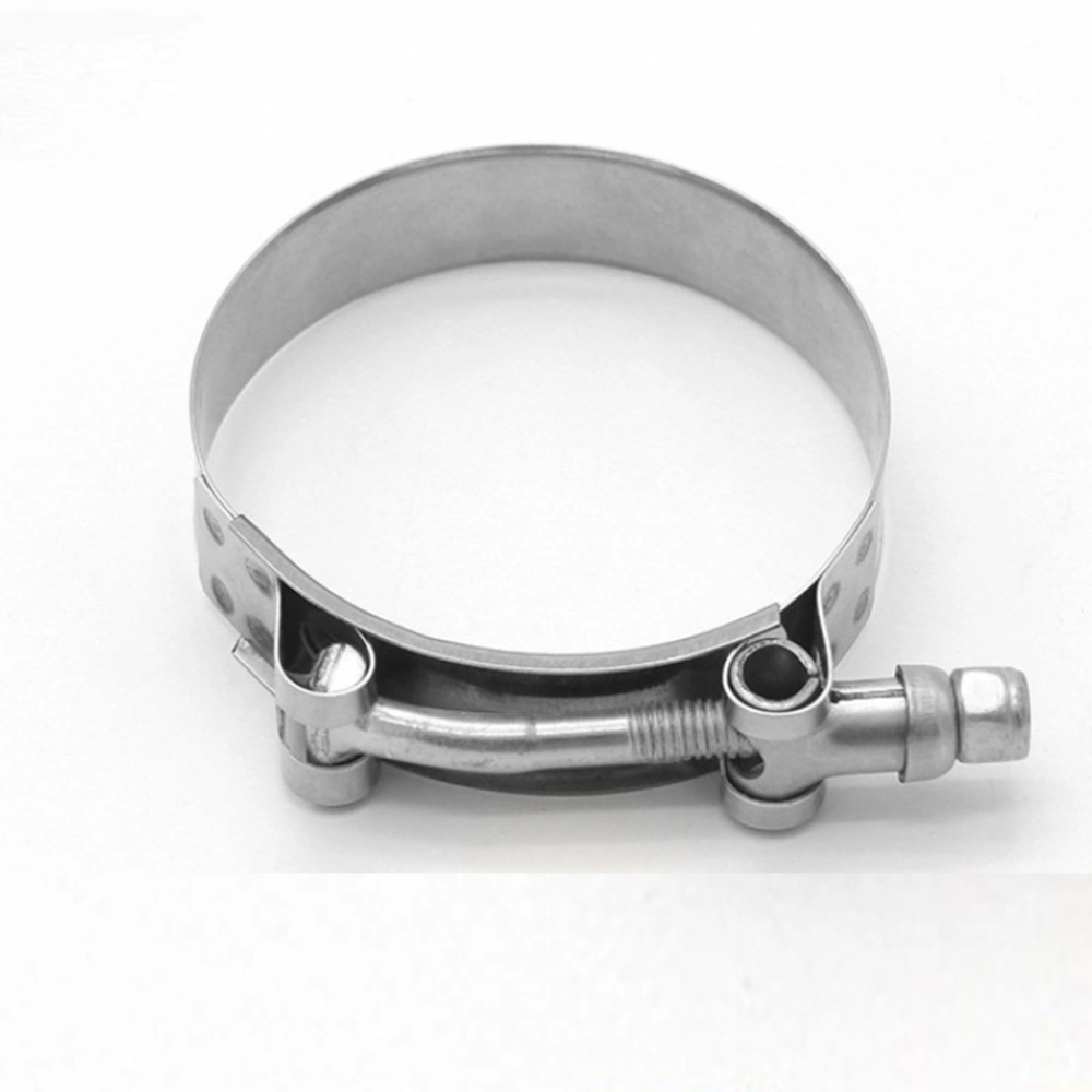 2Pc 110MM Hose Clamp T Type Stainless Steel Adjustable Range Fuel Line Clamp (Silver)