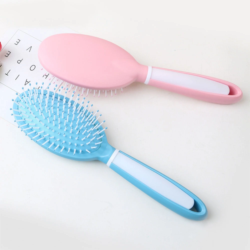 2pcs Anti-static Scalp Comb Curved Massage Comb Slotted Hair Brush for Curly and Tangled Hair (Pink, Blue)