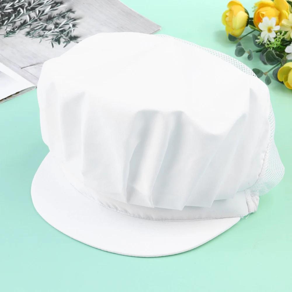 Chef Hat Dustproof Mesh Workers Hat Breathable Hat Food Workshop Protective Working Hat for Men Women (White)